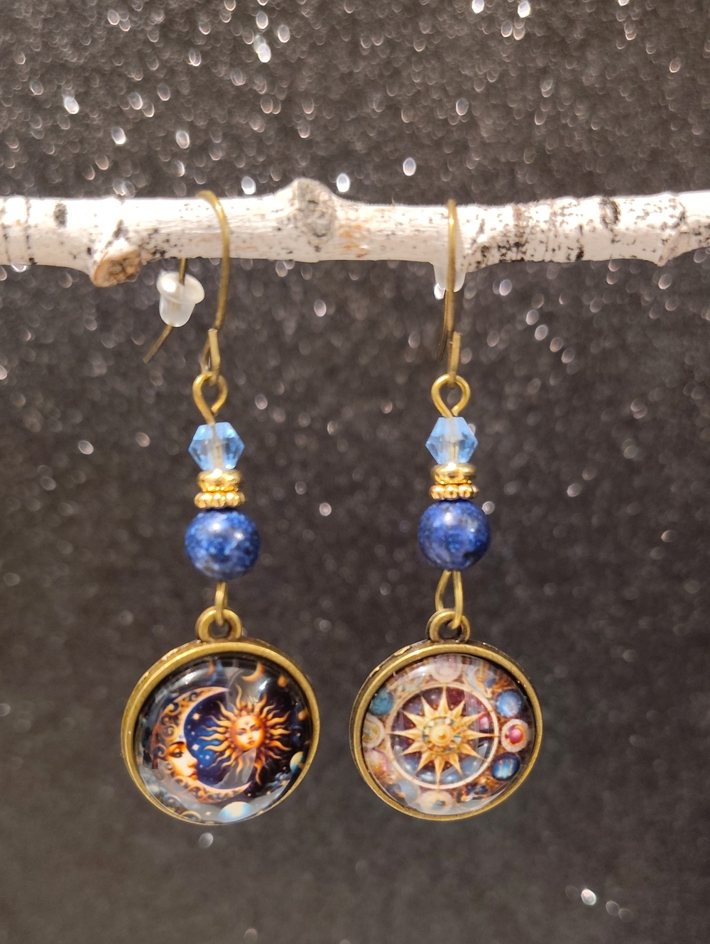 Vintage Style Celestial Sun & Moon Earrings